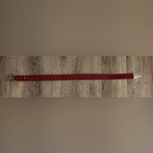 Ariat Dark Red Full Grain Leather & Silver Embellished Women’s Belt 28/70